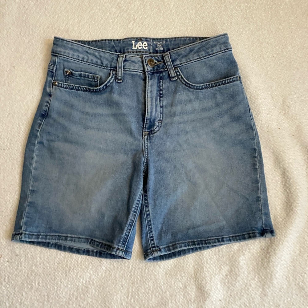 Lee Light Blue Mid Rise Shorts